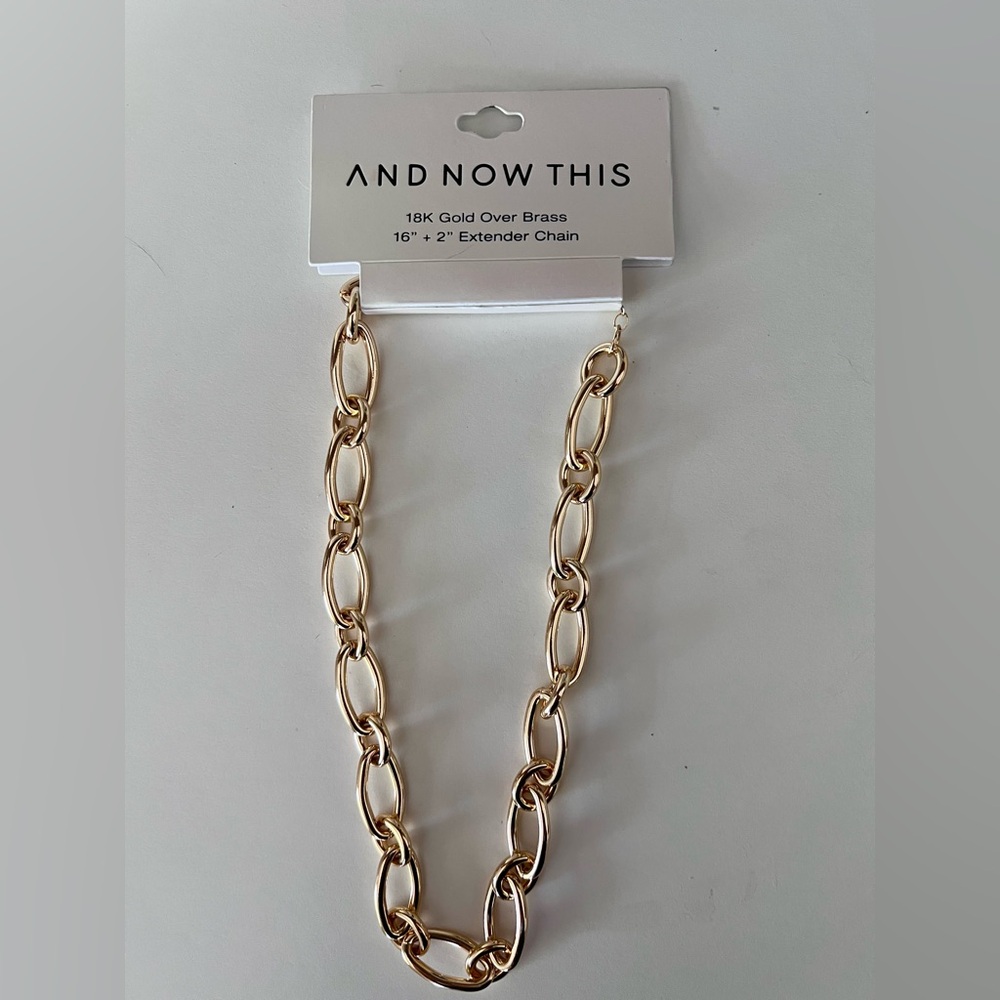 MACY’S 18k Gold Plated over Brass Thick 16” Chain + 2” Extender NWT Retail $68